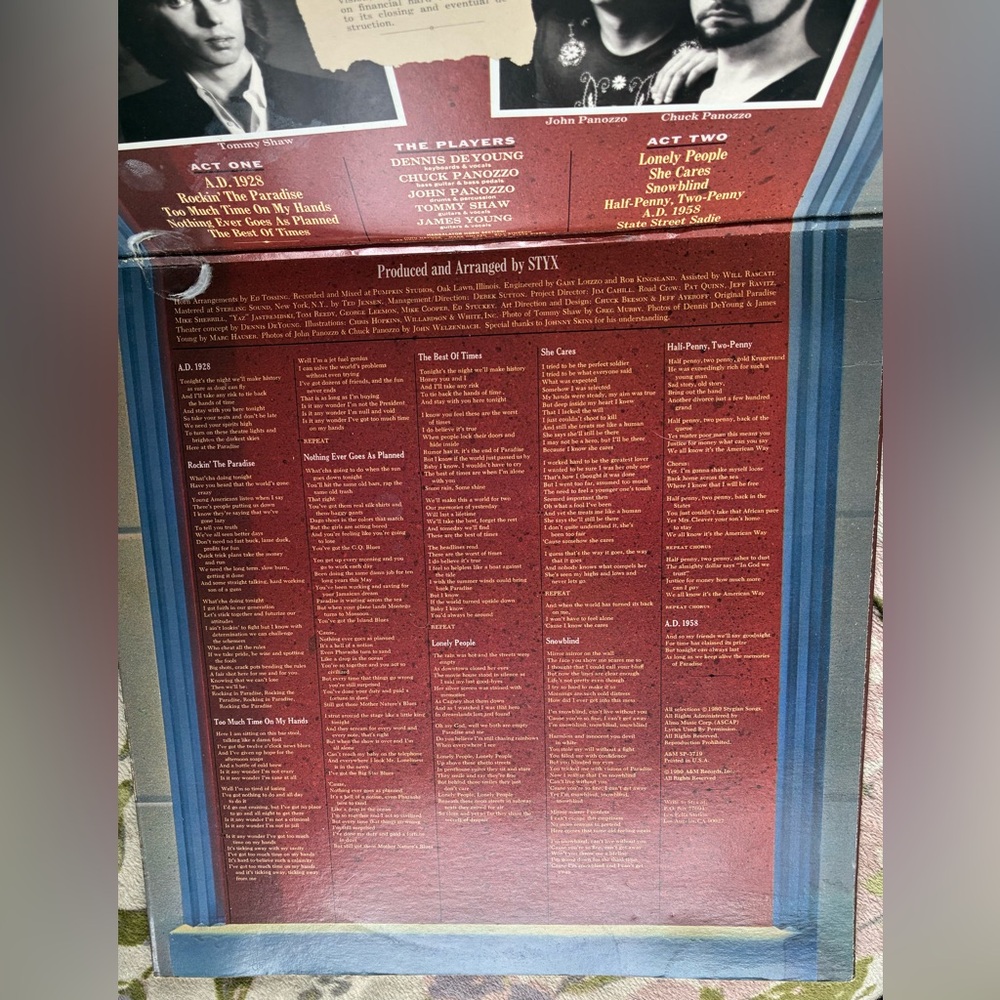 🎵 Styx Paradise Theatre Classic Rock Vinyl Record - Picture 5 of 13